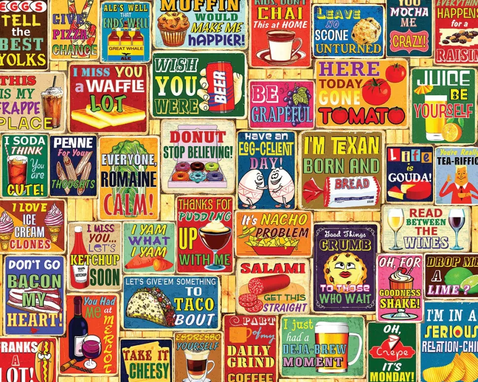 Food & Drink Puns (1803pz) - 1000 Piece Jigsaw Puzzle