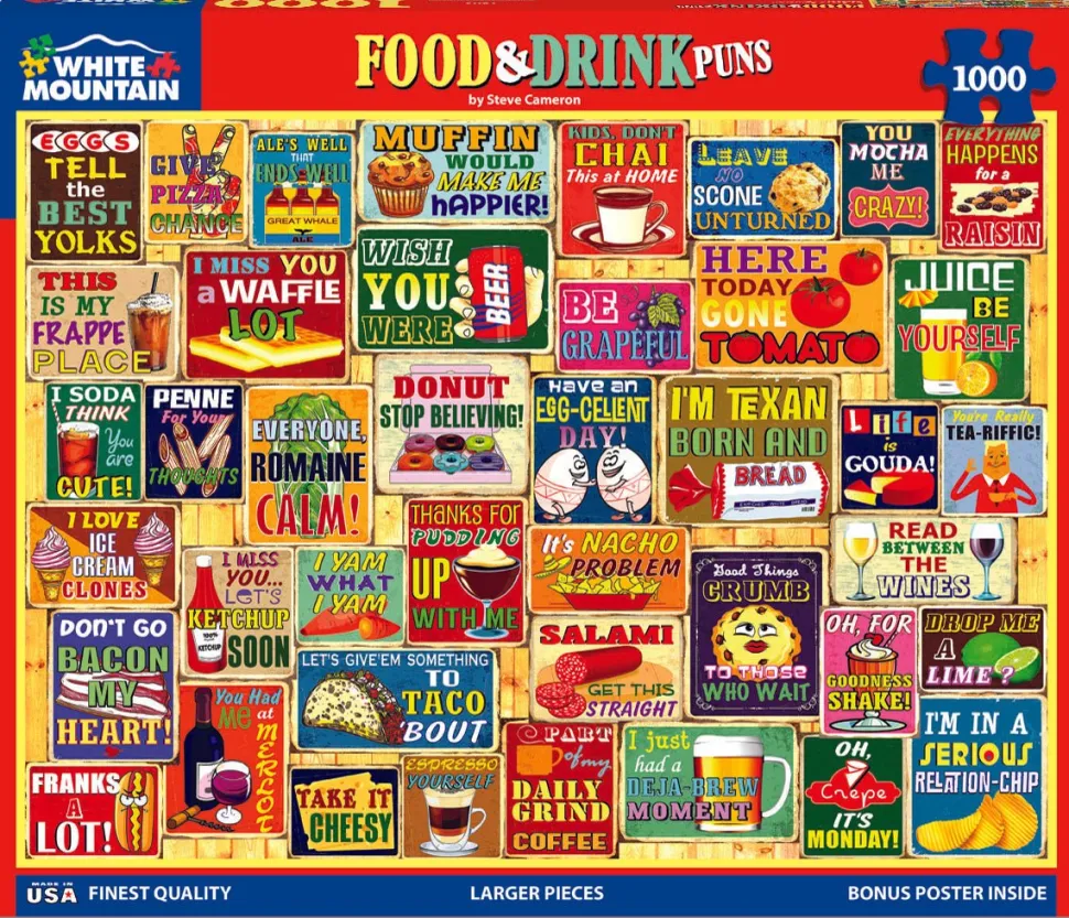 Food & Drink Puns (1803pz) - 1000 Piece Jigsaw Puzzle