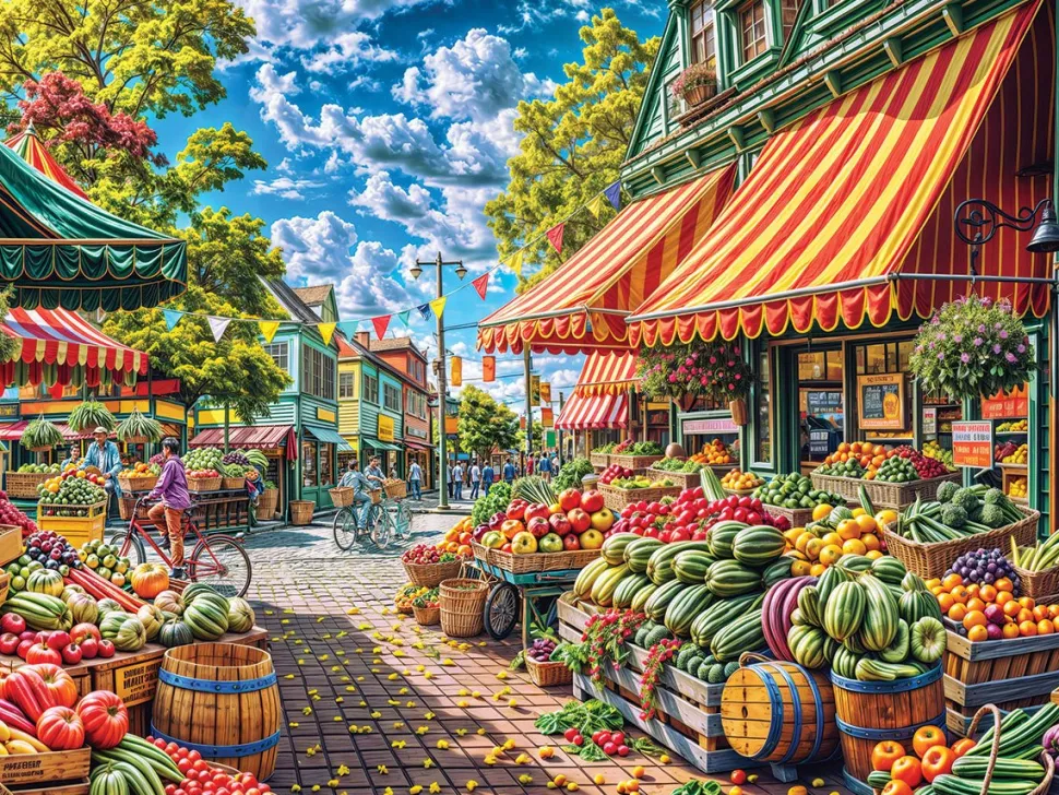Fruit Market (2090pz) - 500 Piece Jigsaw Puzzle