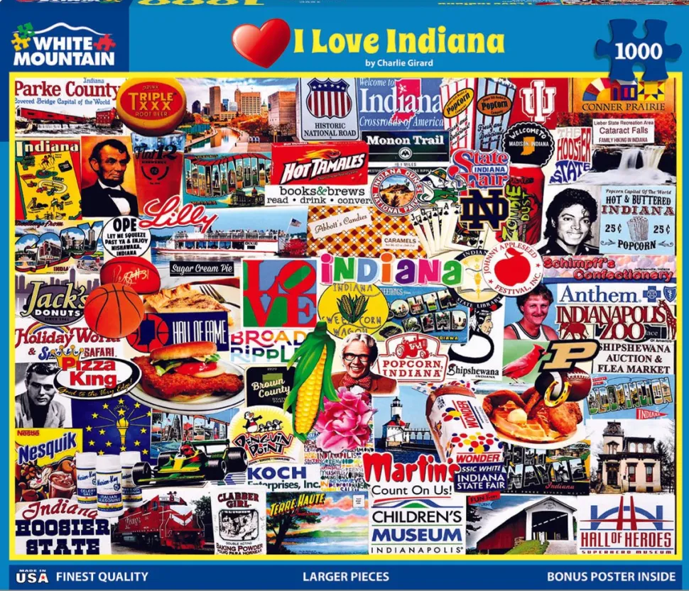 I Love Indiana (1889pz) - 1000 Piece Jigsaw Puzzle
