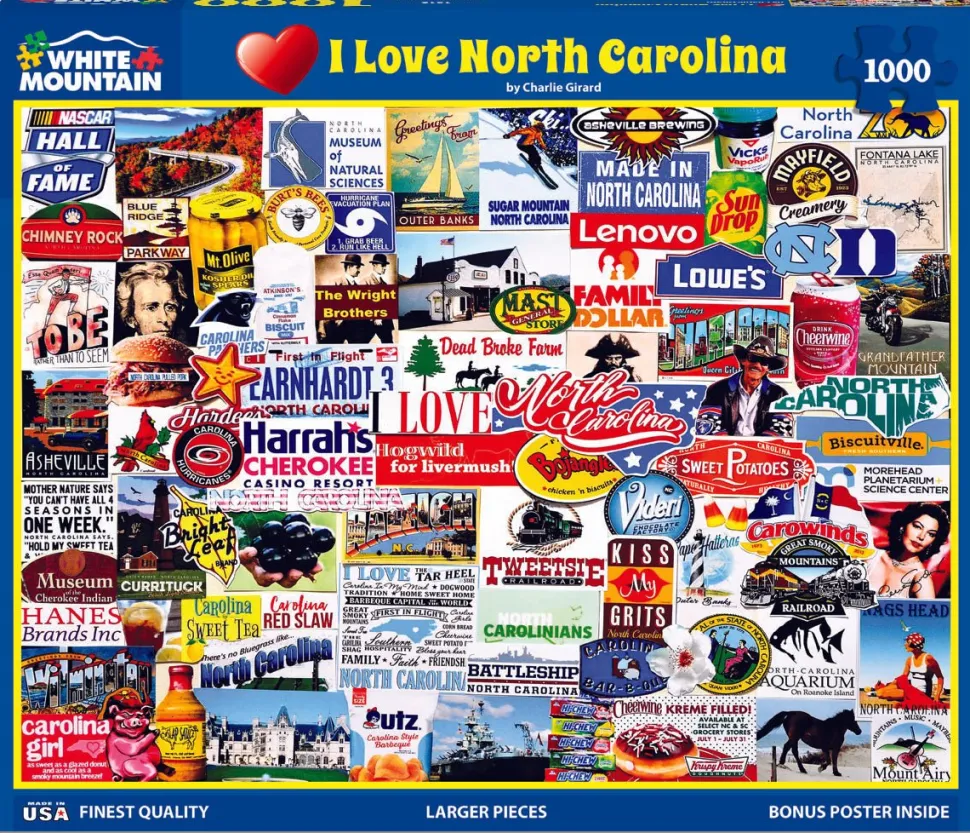 I Love North Carolina (1812pz) - 1000 Piece Jigsaw Puzzle