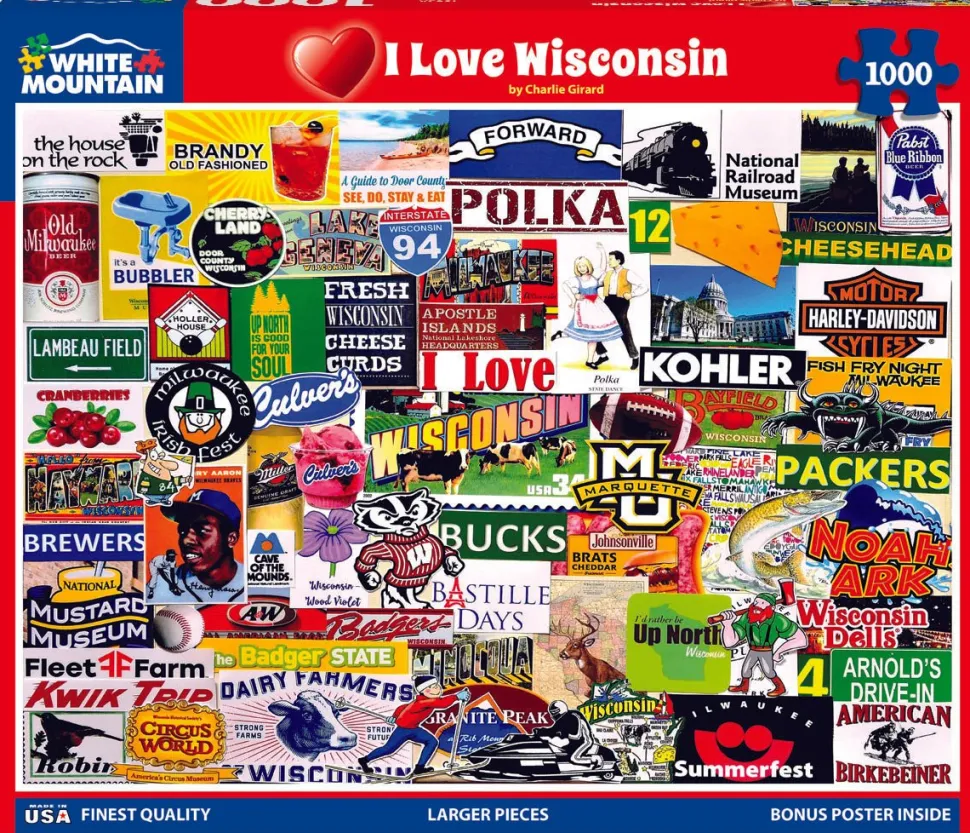 I Love Wisconsin (1562pz) - 1000 Piece Jigsaw Puzzle