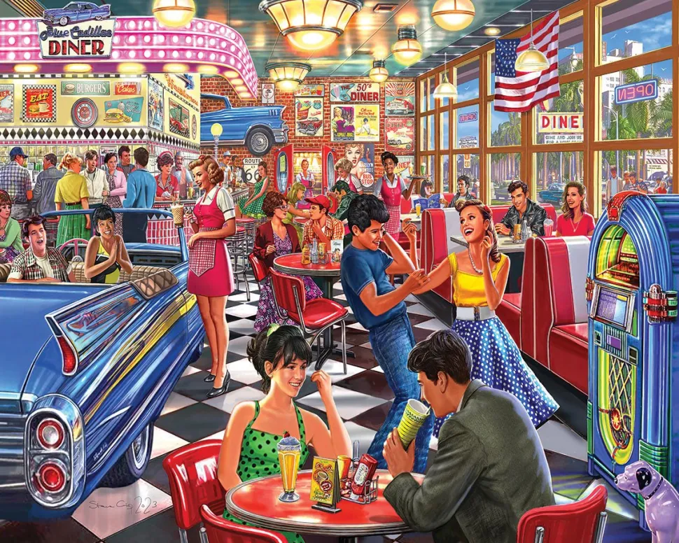 Juke Box Diner (1897pz) - 500 Piece Jigsaw Puzzle