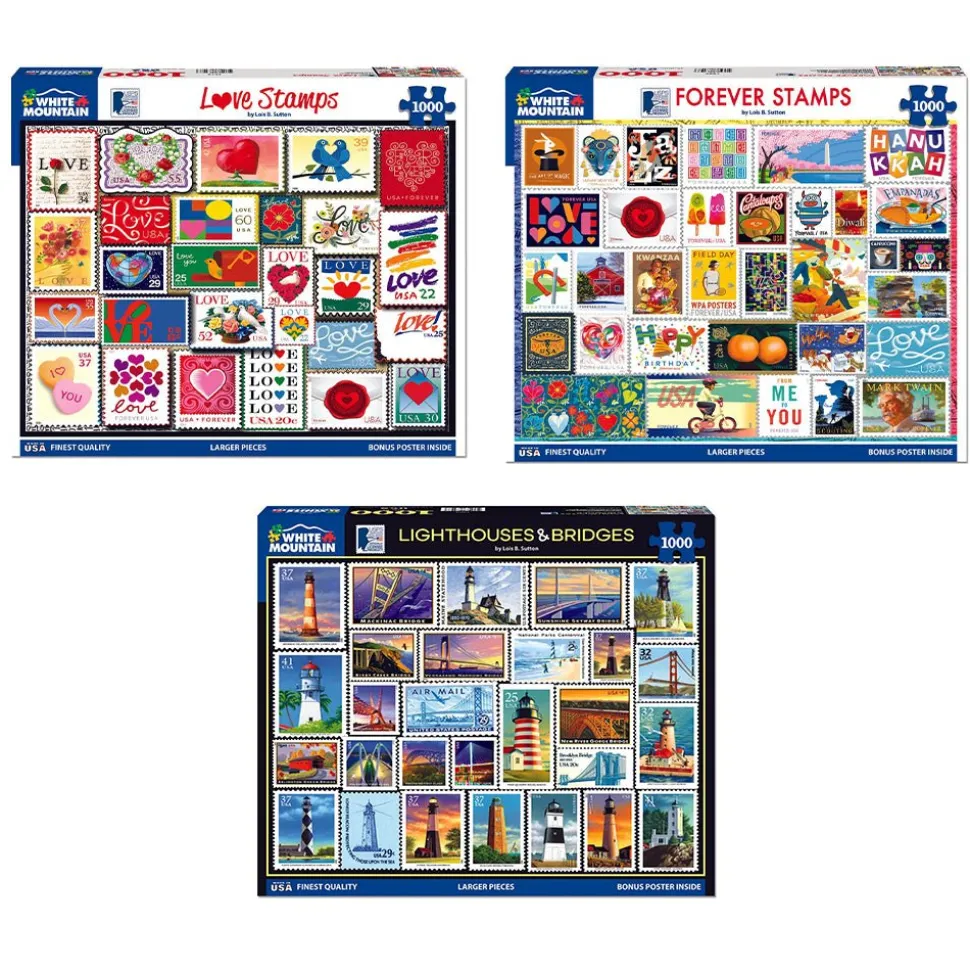 Set of 3: Stamps Collectors Bundle 1000 piece
