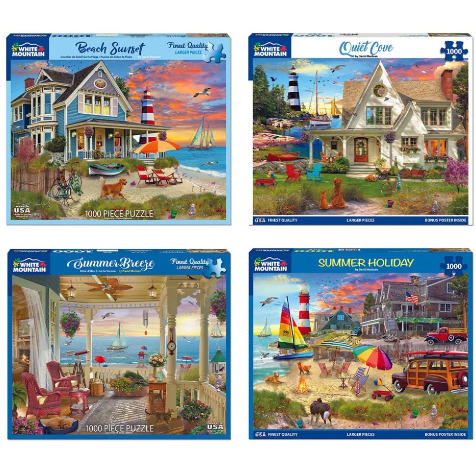 Set of 4: Artist David Maclean - Coastal Retreats Bundle 1000 piece