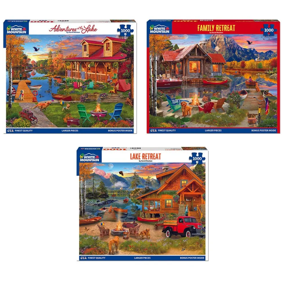 Set of 3: Artist David Maclean - Lake Retreats Bundle 1000 piece