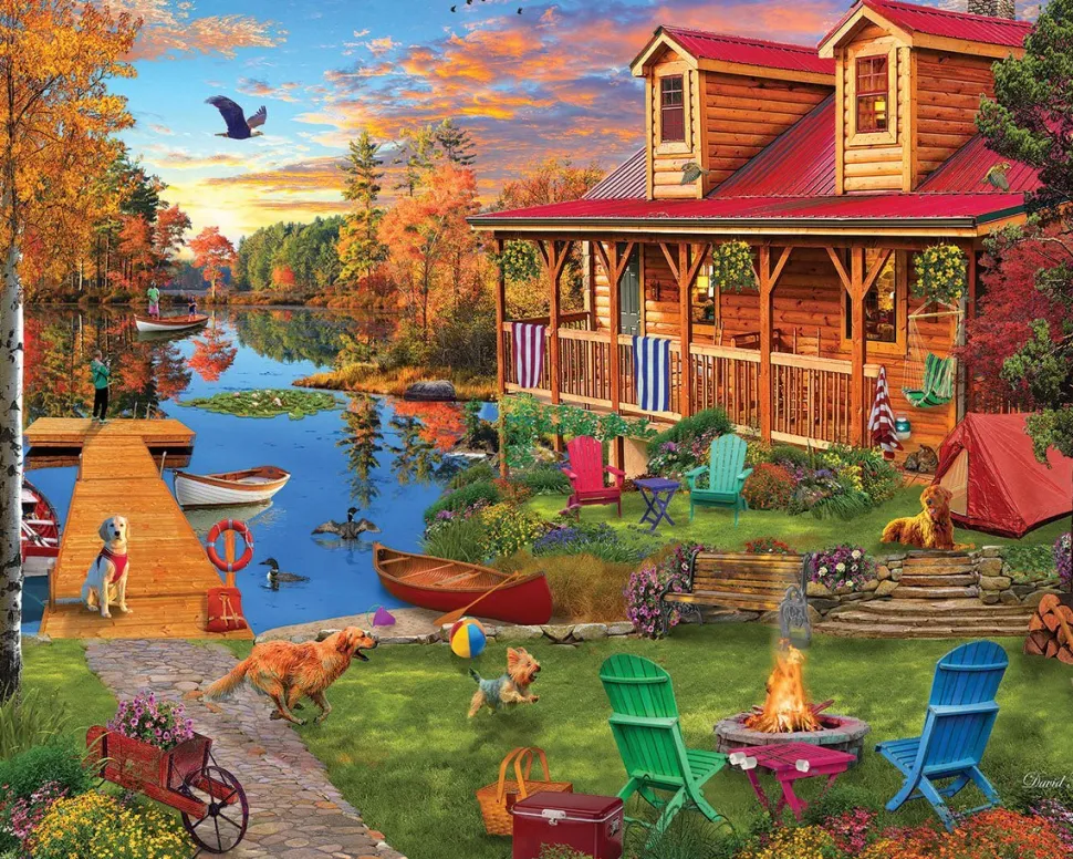 Set of 3: Artist David Maclean - Lake Retreats Bundle 1000 piece
