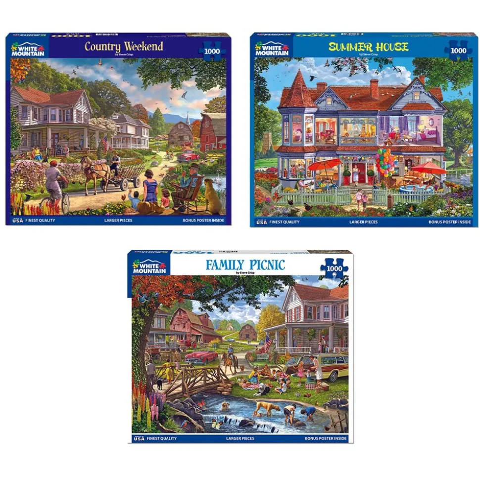 Set of 3: Artist Steve Crisp - Country Retreats Bundle 1000 piece