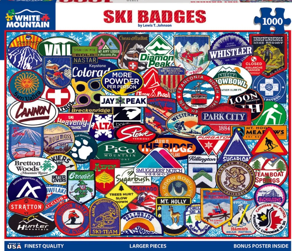 Ski Badges (1191pz) - 1000 Piece Jigsaw Puzzle