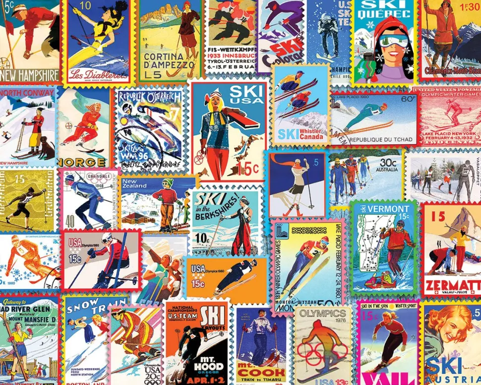 Ski Stamps (1915pz) - 1000 Piece Jigsaw Puzzle