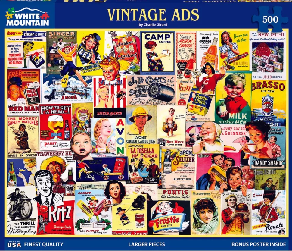 Vintage Ads (1813pz) - 500 Piece Jigsaw Puzzle